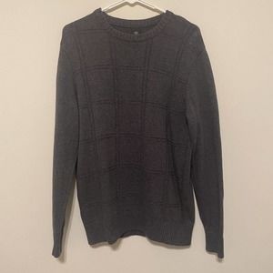 Men's Dockers Grey Crew Neck Sweater w/Square Design Size Medium‎ 100% Cotton